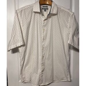 Paulo Solari Mens 3X White Polka Dot Short Sleeve Performance Stretch Modern Fit